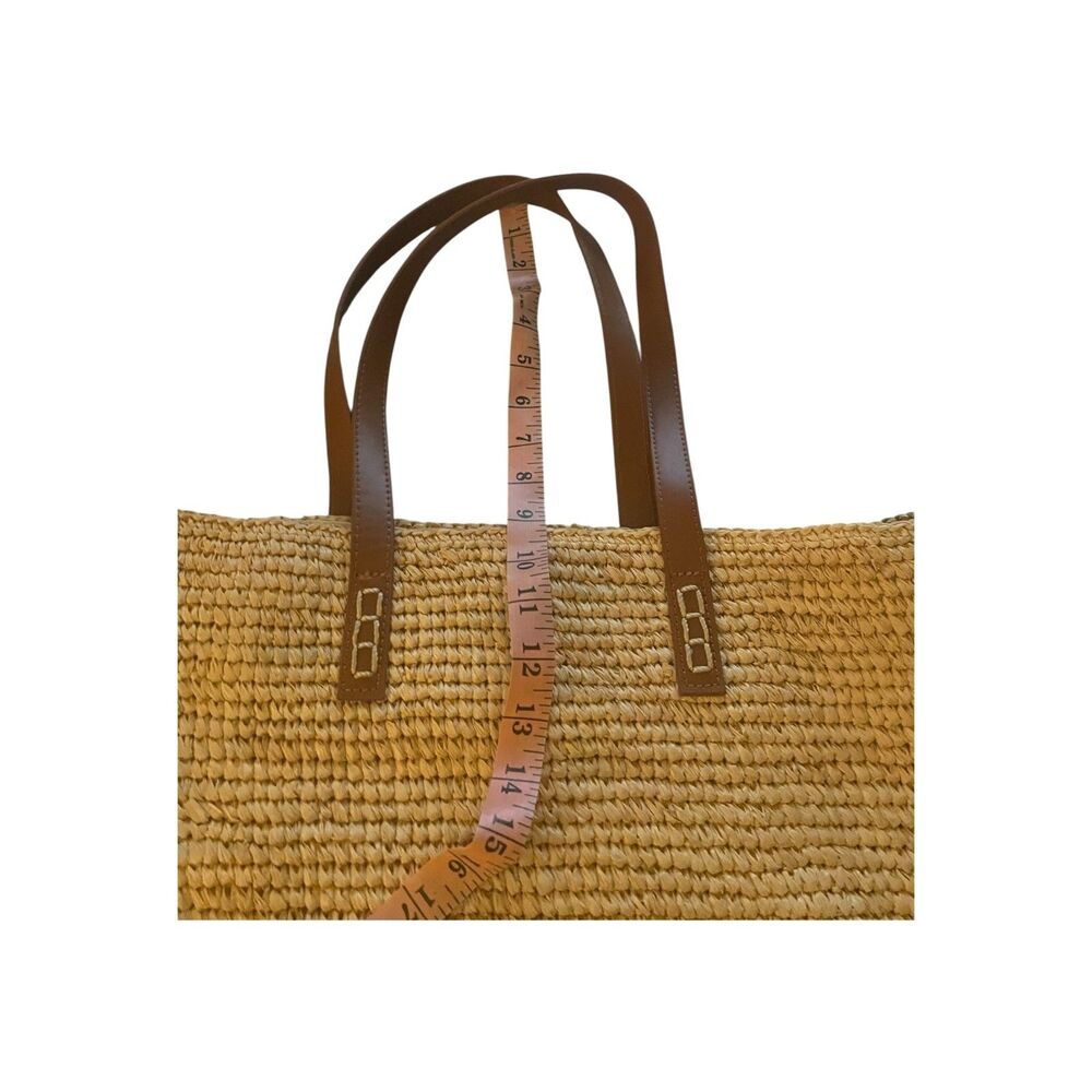 Large Tommy Bahama Woven Straw Rattan Bucket Beach Pool Tote Bag Resort Summer - Picture 10 of 10